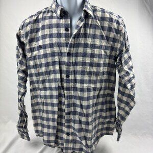 Patagonia Mens Medium Organic Cotton Blue Plaid Long Sleeve Button Up Shirt
